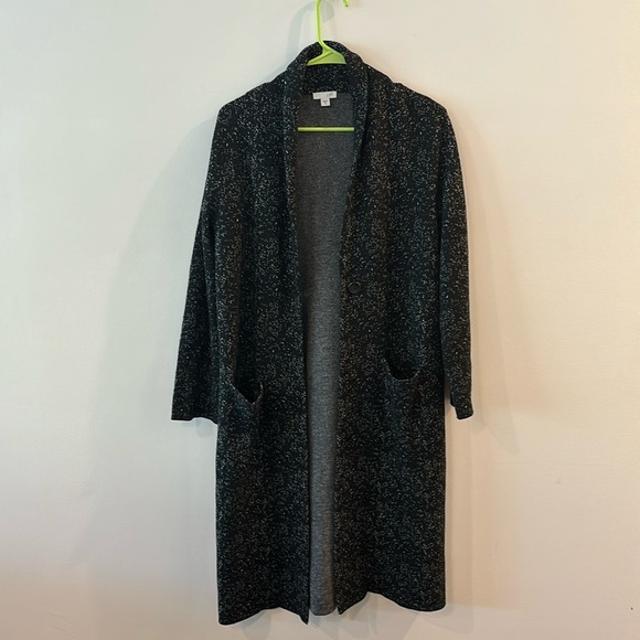 Ladies J. JILL BLACK COTTON SWEATER CARDIGAN - Picture 1 of 4